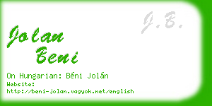 jolan beni business card